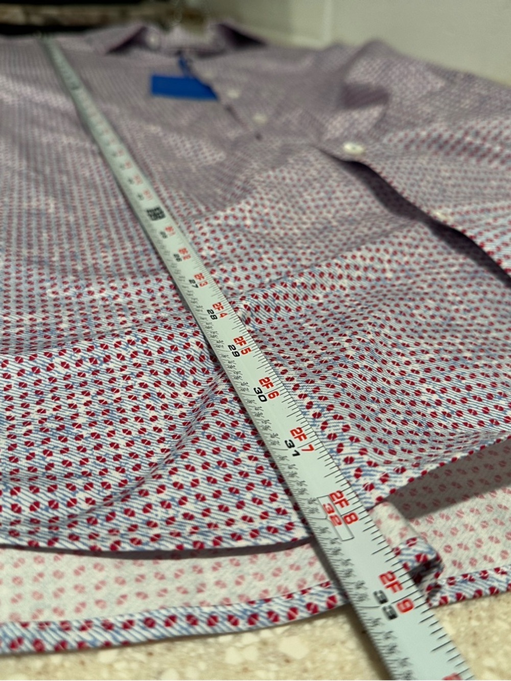Bugatchi James AirBlue Long Sleeve Button Up Shirt Red & Blue Geometric Print 2X - Picture 12 of 14